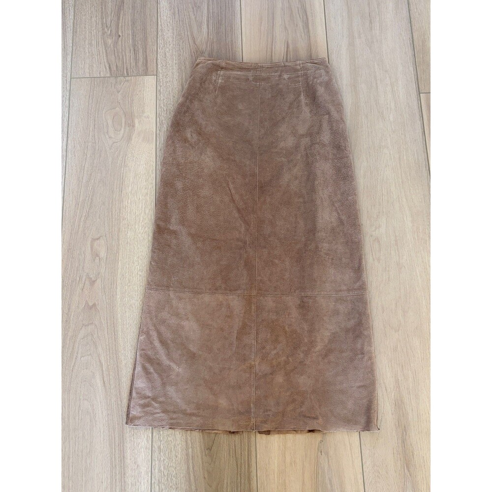 Vtg J.Jill Leather Skirt Womens Size 6 Brown Taupe Boho Y2K Patchwork A-Line 90s